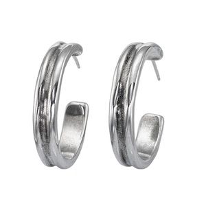 UNODE50 RAJADOS SILVER-PLATED HOOP EARRINGS - BNWT